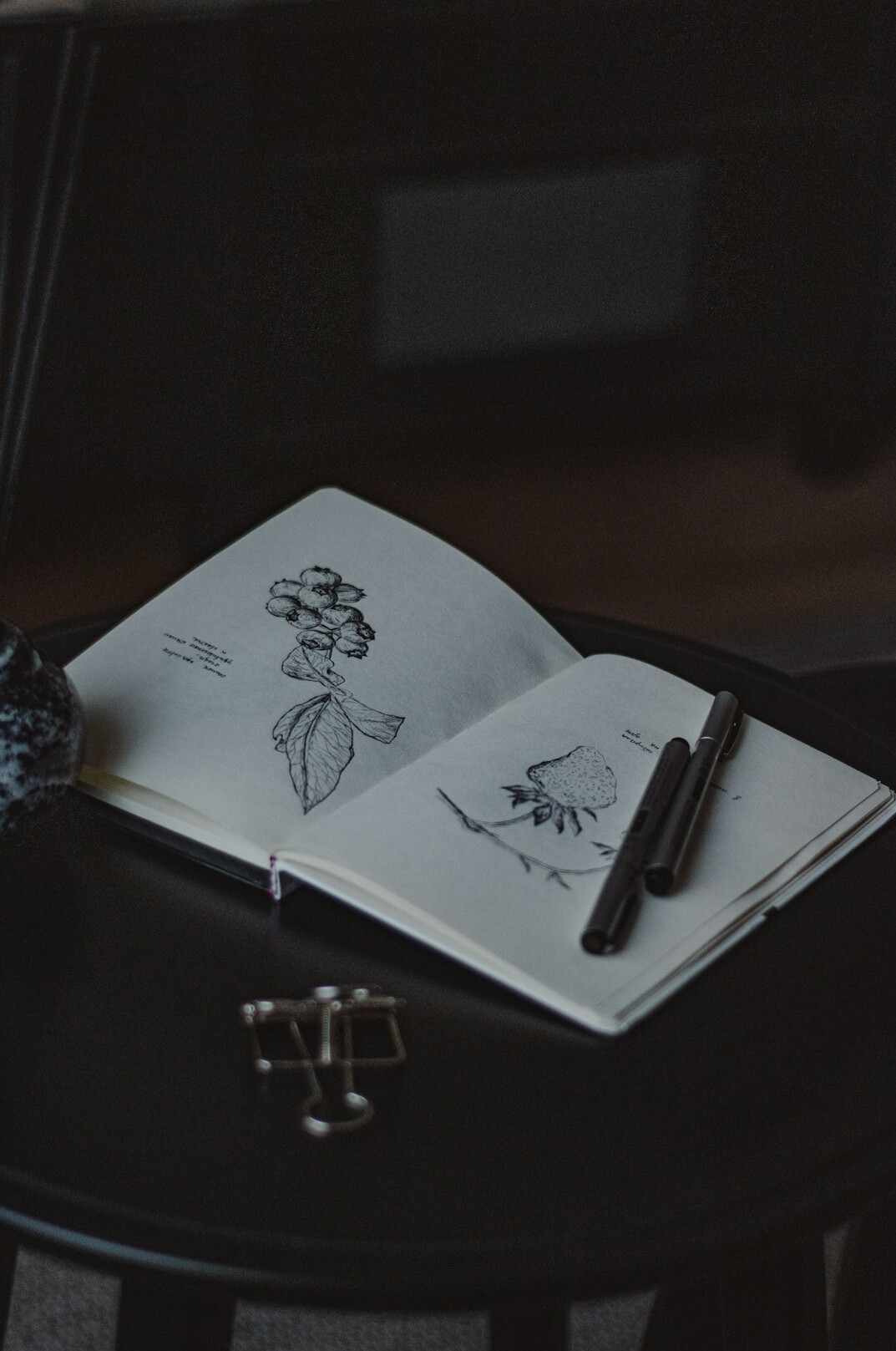 Pen writing in a notebook on a desk